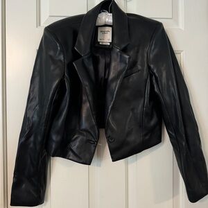 Abercrombie Vegan Leather Cropped Jacket
